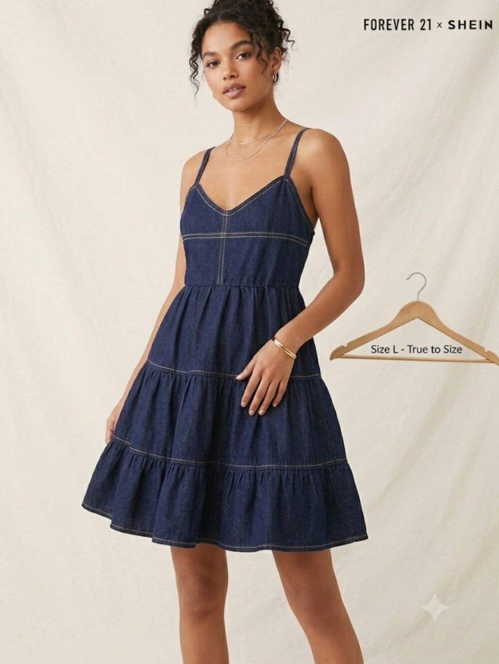Forever 21 Made By Shein Sleeveless A-Line Denim Dress Large